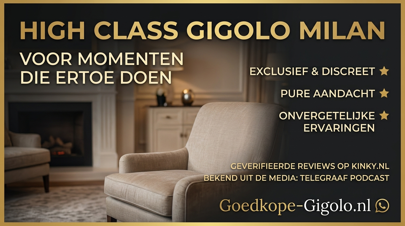 Luxe sfeerafbeelding voor een high class gigolo boeken bij Milan van goedkope-gigolo.nl, met een elegante fauteuil en sfeervolle open haard.