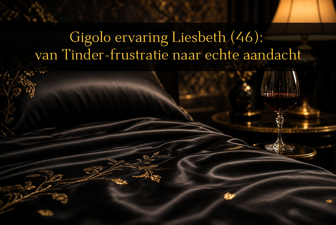 Luxe donkere hotelsuite ’s avonds met gouden accenten – sfeer van aandacht en intimiteit tijdens een ervaring met Gigolo Milan