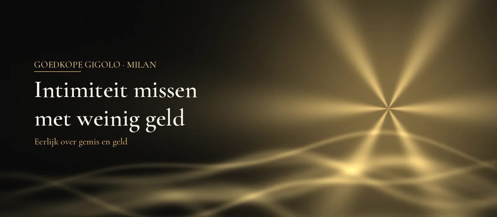 Zachte gouden lichtstralen en golvende zijde op een donkere achtergrond, sfeerbeeld bij intimiteit missen met een klein budget